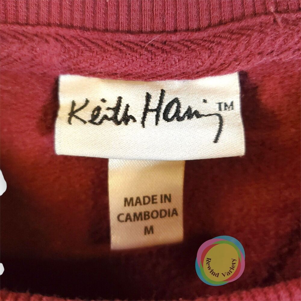 Keith Haring Maroon Barking Dog Graphic Sweatshirt M - Picture 3 of 11